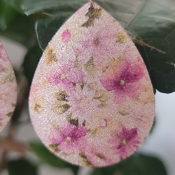 Floral Teardrop Earrings - Picture 2 of 4